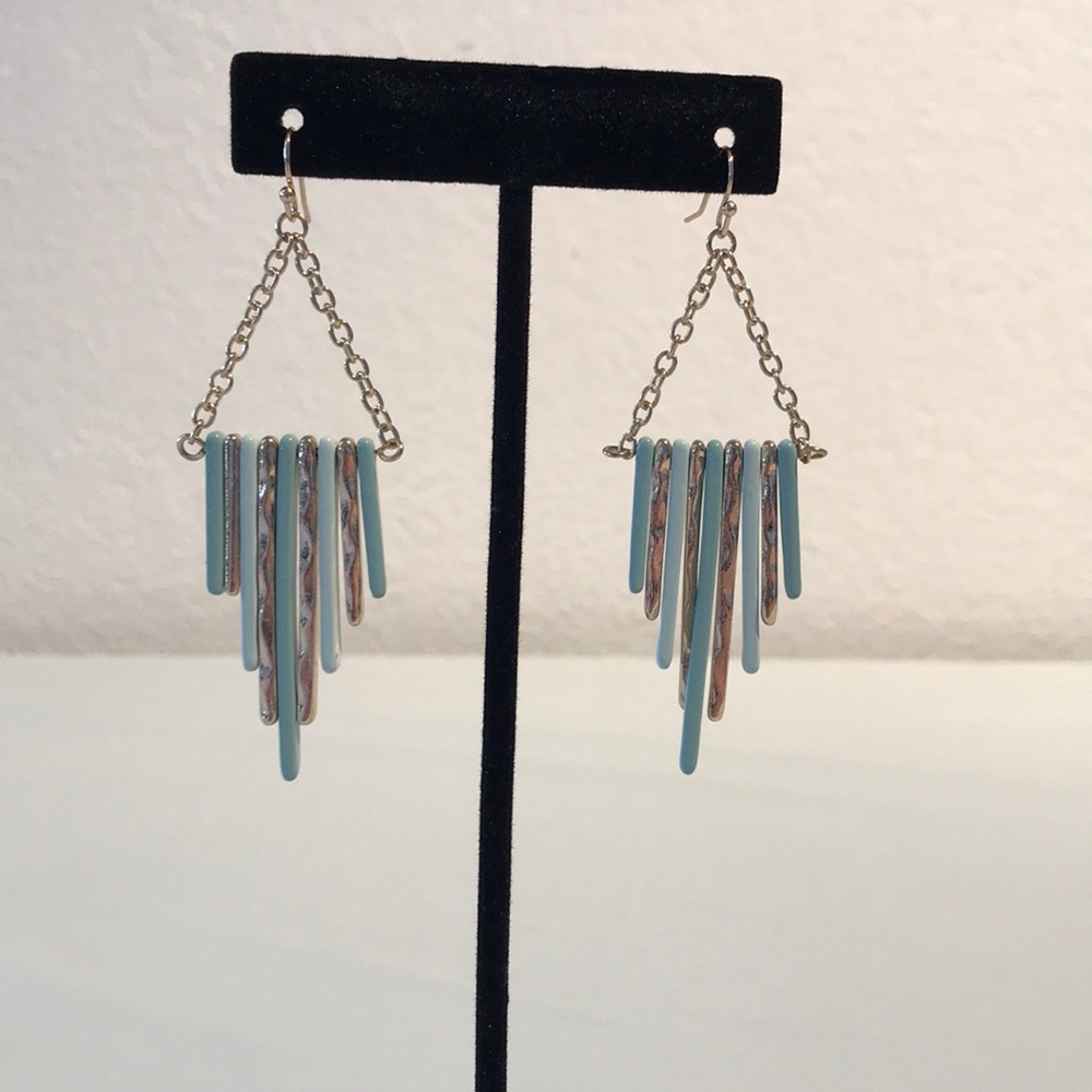 Gold Triangle Bar Dangle Earrings
